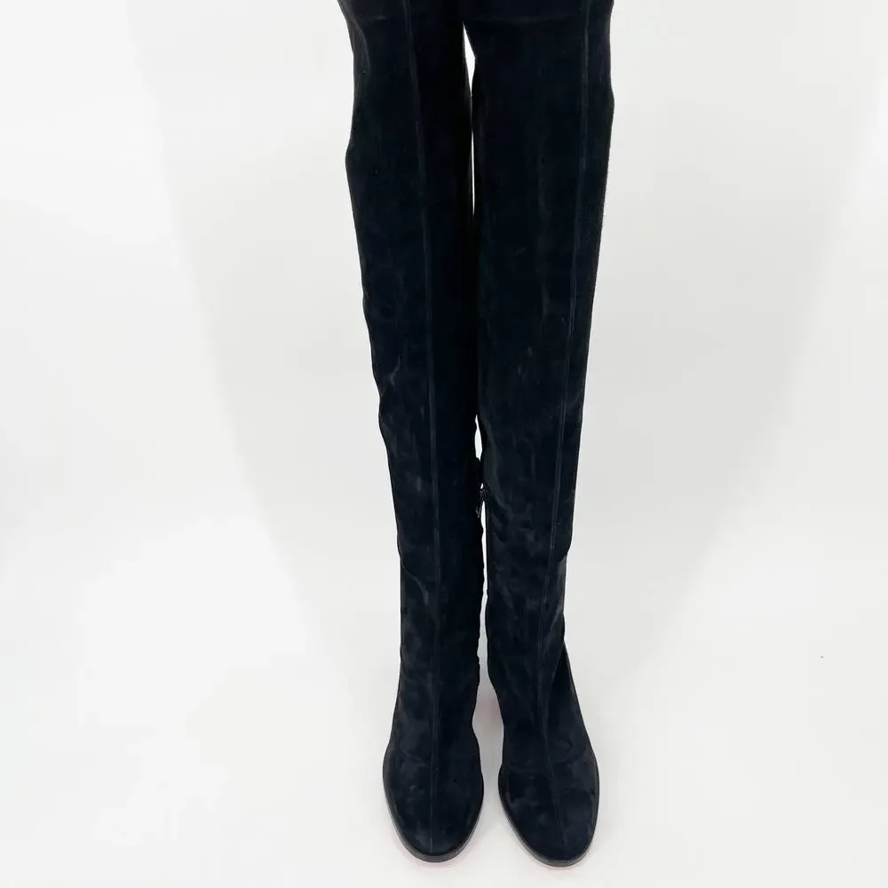 Christian Louboutin Stretchadoxa Black Over the Knee Block Heel Boots EU 36.5 - Picture 5 of 12